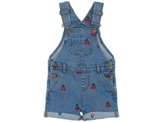 THE NEW Siblings Nayla overall shorts light blue denim med kirsebær